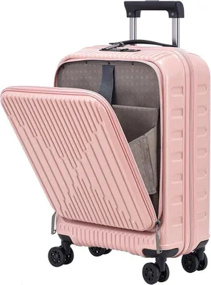 Productafbeelding van Famanu handbagagekoffer, 55 x 35 x 23 cm - Donkergrijs, Roze
