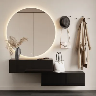 Produktbild von Planetmöbel Flur Möbel Garderobe Hängeschrank 2x 100 cm schwarz, Wandgarderobe hängend oder stehend