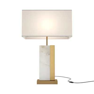 Image de Lampe de table, métal, laiton, coton, douille E27