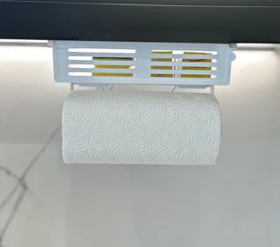 Produktbild von Küchenrollenhalter mit Ablage für Küchenutensilien.