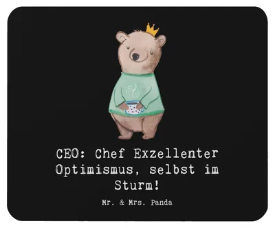 Produktbild von Mr. & Mrs. Panda Mauspad CEO Optimismus - Schwarz - Geschenk, Berufsliebe, Humor, laptop, mousepad, Berufsprodukte, computer, Mouse Pad, Unternehmensführung, Beruf