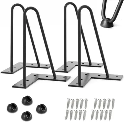 Produktbild von PolkaHome® Metall-Tischbeine Set aus 4 – Schwarze Möbelbeine für DIY-Projekte, 20 cm Länge, 5 cm Breite