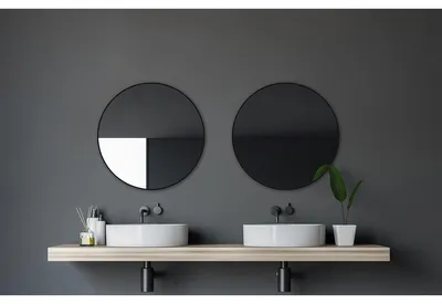 Immagine prodotto di Specchio rotondo - Ø 60 cm - Alluminio nero opaco - Specchio da parete