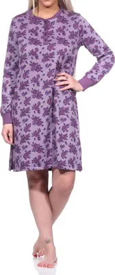 Zdjęcie produktu dla Damska koszula nocna frotte z długim rękawem i mankietami - dostępna również w rozmiarach plus size; berry.52/54