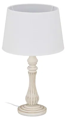 Zdjęcie produktu dla Lampa stołowa Relaxdays w stylu rustykalnym, oprawka E14, tkanina i drewno, do salonu i sypialni, lampa nocna, wys. x gł.: 47 x 27 cm, biała