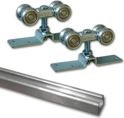 Produktbild von Beschlagset für Schiebetür (90 kg) inkl. Laufschiene 2m, aluminium