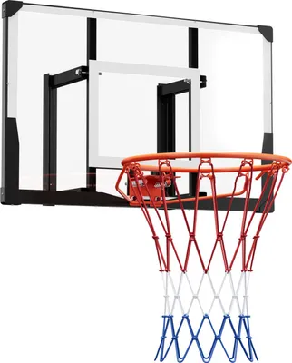 Immagine prodotto di Canestro a muro SucceBuy con tabellone in PC da 1117,6 mm, spessore di 2 mm e robusta rete da basket in nylon per un'esperienza di gioco professionale