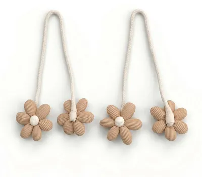 Gardinenhalter, 2 Stück, verstellbar, Blumenform, Khaki, 40 cm