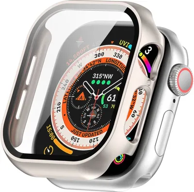 Obrázek produktu pro Pro Apple Watch Series 11 / 10 42mm Plastové pouzdro na chytré hodinky z PC + ochranné tvrdé sklo béžové barvy