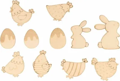 Immagine prodotto di Mini sagome in legno 28 per decorare da 2 mm - Pasqua