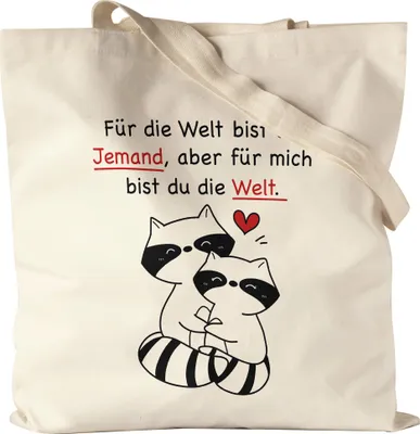 Produktbild von Für Die Welt Bist Du Jemand Aber Für Mich Bist Du Die Welt Stoffbeutel Jutebeutel Canvas Gedicht Liebling Liebe Lieblingsmensch Katze