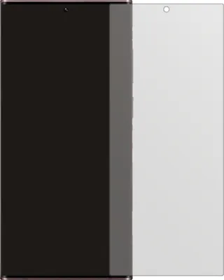 A screen protector is shown on top of a smartphone.