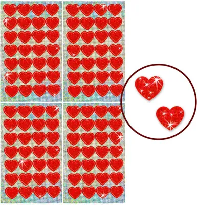 Produktbild von Oblique Unique 112 Funkelnde Glitzer Herzen Sticker Kinder Aufkleber - rot