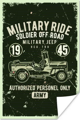 Produktbild von MuchoWow® Poster Mancave - Auto - Jeep - Retro 80x120 cm - Papierdruck