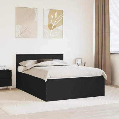 Zdjęcie produktu dla Maison Exclusive – rama łóżka z zagłówkiem, czarna, 140 x 190 cm, materiał drewnopochodny