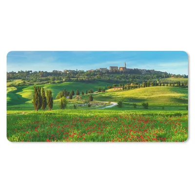 Produktbild von MuchoWow® Schreibtischunterlage Toskana - Landschaft - Blumen 80x40 cm - XXL Mauspad - Gaming Mauspad