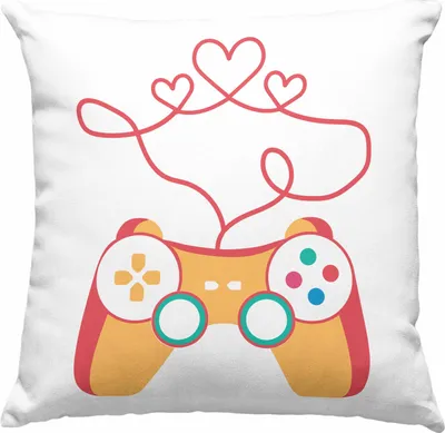 Produktbild von Trendation - Gamer Geschenk Valentinstag Geschenkidee Deko-Kissen mit Füllung 40x40 Freund Freundin Liebe Herz (Blau)