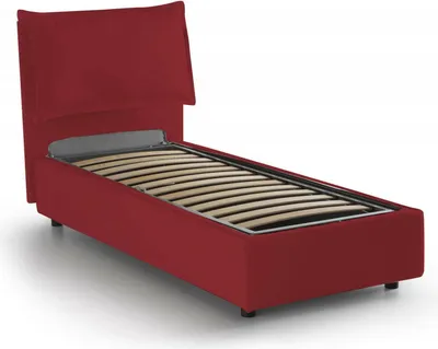 Produktbild von Einzelbett Ddimari, Containerbett mit Stoffbespannung, 100%  Italy, Frontöffnung, passend für Matratze 80x200 cm, Rot