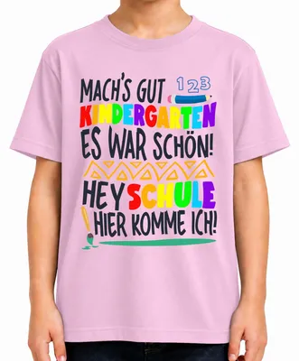 Immagine prodotto di Maglietta per bambini "Kita Abschied 2027", ideale per il primo giorno di scuola, per bambini, come regalo per l'inizio della scuola, colore rosa, taglia 128
