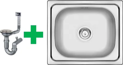 Produktbild von [Edelstahlspüle 50x40 cm] Hochwertig beidseitig Montierbar Küchenspüle Eckig Einbauedelstahlspüle Edelstahl Spülbecken f. Unterschränke ab 45 cm inkl. Siphon-Set