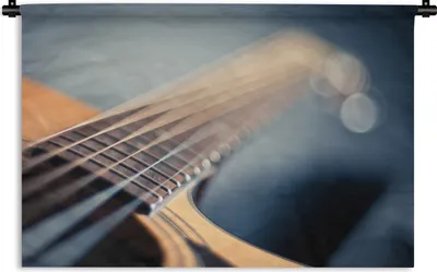 Produktbild von MuchoWow® Wandteppich Wandbehang Nahaufnahme der Saiten einer akustischen Gitarre 60x40 cm Tapisserie Dekoration Wandtuch - Wanddekorationen