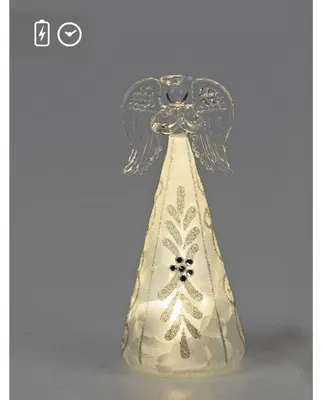 Produktbild von Dekofigur Engel Frosty mit LED Licht H. 15cm aus Glas mit Timer Formano