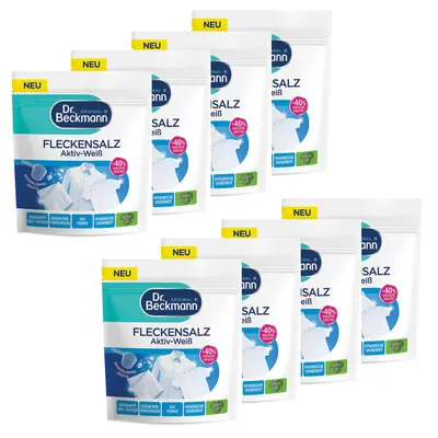 Produktbild von Dr. Beckmann Fleckensalz Aktiv-Weiß | für weißere Wäsche | wirkt gegen mehr als 100 Flecken | inkl. Dosierlöffel | 8x 400g