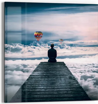 Produktbild von DEQOART Glasbild Echtglas 30x30 cm 'Horizontträumer' Wandbild Bild modern Deko