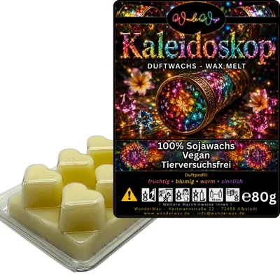 Produktbild von WonderWax Duftwachs Wax Melts für Duftlampe, 6 Herzen Duftmelt Wachsmelt Sojawachs Duftwachs Würfel für Raumdüfte, Wachs Duftöl Winter Indoor Schmelzen für Aromalampe Kaleidoskop