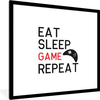 Produktbild von MuchoWow® Gerahmtes Poster Spiele - Spiel - Zitat 40x40 cm - Poster mit Schwarzem Bilderrahmen Wandposter Rahmen Foto Bilder - Mit Rahmen - Wanddekoration Schlafzimmer