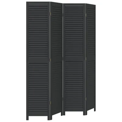 Immagine prodotto di Divisorio Ambienti 4 Pannelli Nero Legno Massello di Paulownia