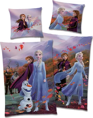 Zdjęcie produktu dla Zestaw pościeli "Kraina Lodu" (Frozen), motyw: "Królewna Śnieżka", wykonany z materiału przypominającego aksamit (biber) lub flaneli