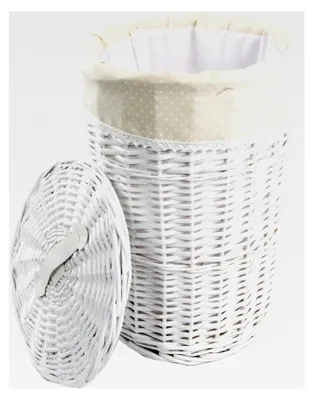 Produktbild von Runder Wäschekorb aus Weide in Weiß und Beige D.32 H.48