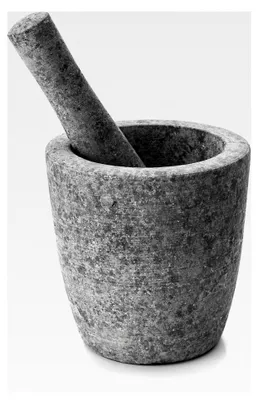 Produktbild von Mörser und Stößel aus Granit, grau, 12 x 12 x 12 cm