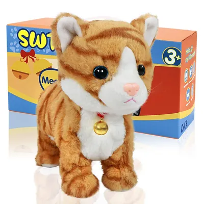 Image de Peluche chat interactive - Jaune - Avec sons et mouvements - 8 fonctions