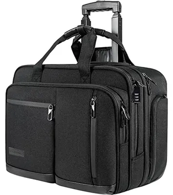 Image de Sac pour ordinateur portable sur roulettes - Valise à roulettes - Voyage d'affaires - Protection RFID - 173 pouces - Noir