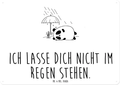 Produktbild von Mr. & Mrs. Panda Schild Panda Freundschaft DIN A6 - Weiß - Geschenk, Blechschild, Türschild, tafel, Retro, Wandbild