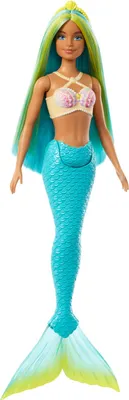 Produktbild von Barbie A Touch of Magic Meerjungfrau-Puppen mit farbenfrohem Haar, Schwanzflosse mit Farbverlauf und Haarband, Modepuppe, Weiblich, 3 Jahr(e), Mädchen, 323,9 mm, 248 g