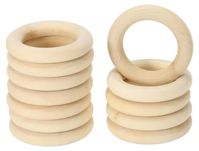 Hölzerne Bastelringe 35 mm, 60 Stück, Naturholz, Makramee-Ringe