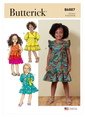 Productafbeelding van Kinderpatroon B6887A, Butterick jurk, maten 89-119