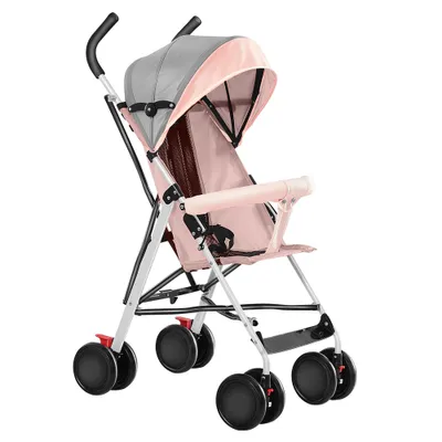 Image de Poussette pliable légère 0-4 ans avec habillage pluie Rose