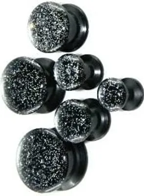 Immagine prodotto di Ohr Flesh Black Acryl Tunnel Piercing Silber Glitter Screw On 8mm