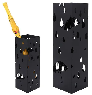 Immagine prodotto di Omgoods - Portaombrelli in ferro minimalista con decorazioni - Nero