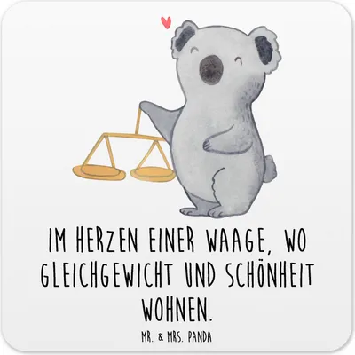 Produktbild von Mr. & Mrs. Panda Untersetzer für Gläser Waage Astrologie 15er Set - Weiß - Geschenk, Getränkeuntersetzer, Tischuntersetzer, Tassen, Sternzeichen, Tassenuntersetzer