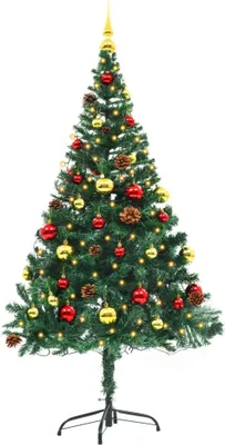 Immagine prodotto di Maison Exclusive - Albero di Natale artificiale con luci e palline, verde, 150 cm