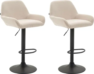 Zdjęcie produktu dla CLP Zestaw 2 stołków barowych Braga z tkaniny, obrotowe i z regulacją wysokości, szaro-czarne