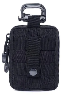 Immagine prodotto di Piccola tasca tattica da cintura con moschettone, 13x10x2 cm, colore nero