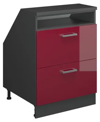 Produktbild von Dachschrägenschrank Vicco Rion Rot Hochglanz 60 x 81.6 cm mit 2 Schubladen, Schrankkorpus 60 cm Tiefe, Model 60186