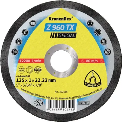 Produktbild von KLINGSPOR Trennscheibe Z 960 TX Ø 125 x 1 mm gerade - 322185
