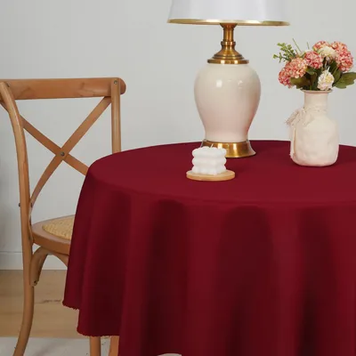 Runder Tischdecke Weihnachten Leinenlook 140 cm rot wasserabweisend
